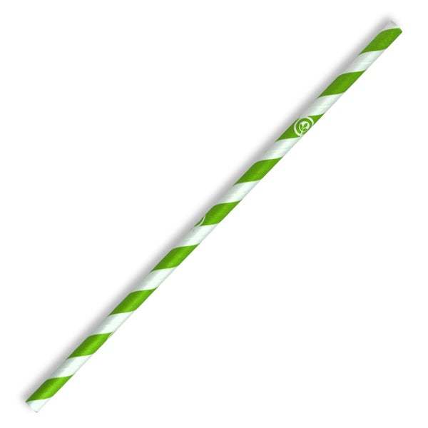 Paper Straws Regular BioStraw Green Stripe 6mm - BioPak