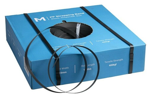 PP Hand Strapping Band - Black, 19mm x 1000m x 0.85mm, 400kgf - Matthews