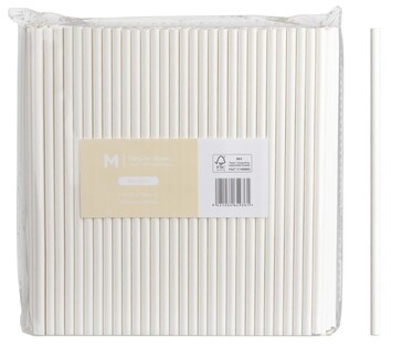 Paper Regular Straight Straws - White, 6mm x 200mm, 300gsm, FSC Mix®  - Matthews