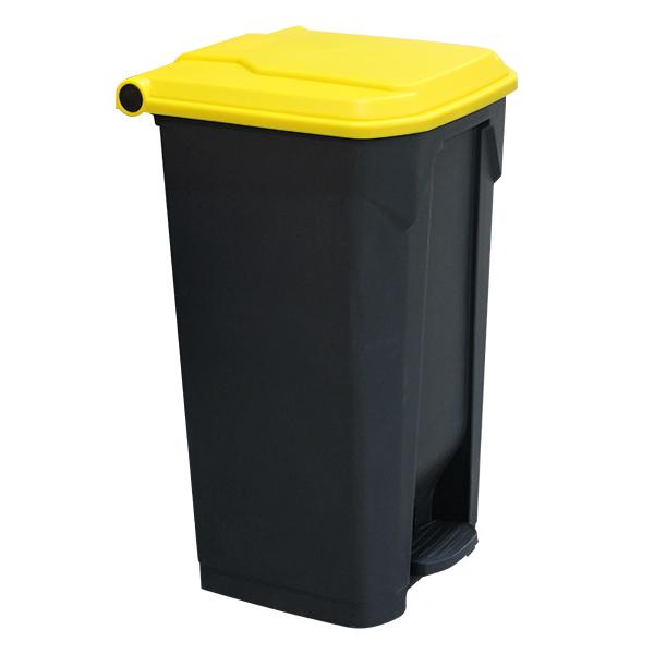100L Pedal Bin with Yellow Lid