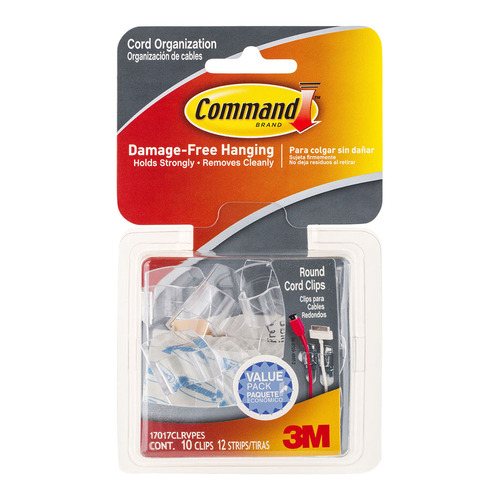 Command Cord Clips 17017CLR-VP Clear, Value Pack of 10