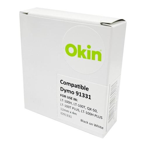 Icon Compatible Dymo LetraTag Tape 91331 12mmx4m Black on White