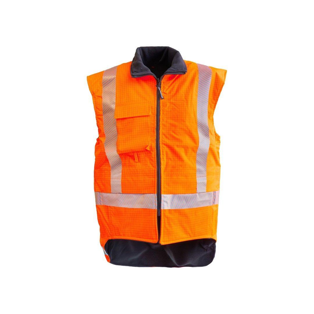 Hi-Vis Fr Fleece Lined Pu Vest, Orange-Size L