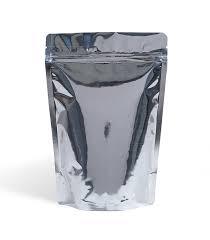 Stand Up Pouch 1kg Shiny Silver w Zip no Valve 235w x 345h x (60 + 60)g